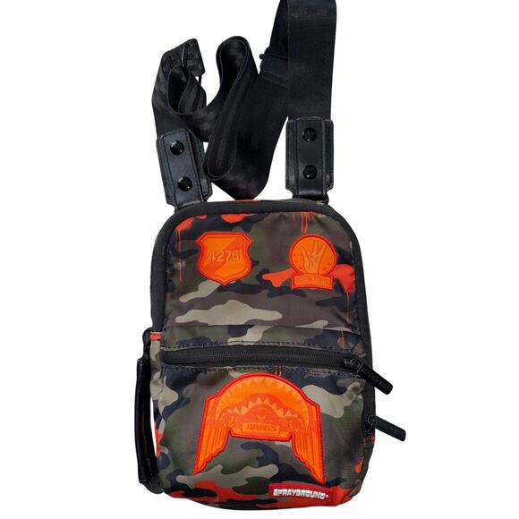 SPRAYGROUND JACQUEES Sling Bag Stash Pocket Camo Crossbody Orange Messenger - Picture 3 of 11